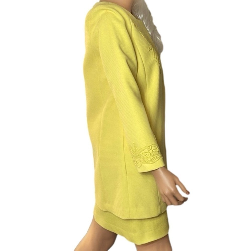 DARLING Abigail 60s Mod Yellow Textured Lace Coat & Dress Set Small/Medium vibe - Picture 13 of 16